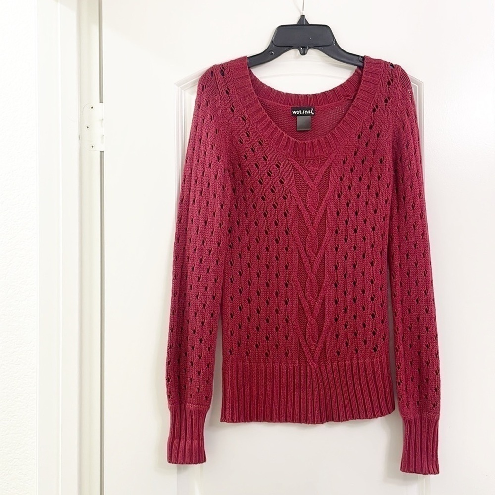 Wet Seal cranberry red knit sweater